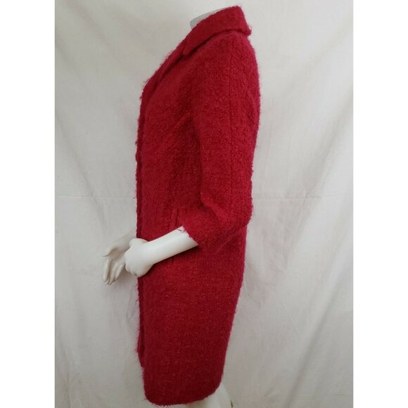 Vintage Jack Bloom Mohair Wool Boucle Coat Womens S Red Nubby Bracelet Sleeve - Picture 5 of 12